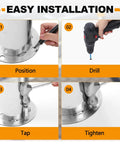 Instructions for easy installation of Rock Solid 4 Pack Stainless Steel Parking Bollards With Heavy Duty Barrier Chains.