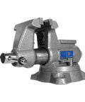 Mechanics Pro Bench Vise Built Tough For DIY Pros With 4.5 Inch Jaw Width, 4 Inch Opening, 3.5 Inch Throat, Durable Ductile Iron Build, Enclosed Spindle, Precision Slide Bar, 60,000 PSI Strength, Needle Roller Lubrication For Smooth Grade Clamping, gray heavy-duty bench vise