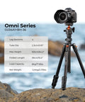 Lightweight 64 Inch Camera Tripod With 360 Degree Ball Head And Smartphone Clip For Live Streaming And Vlog Travel Outdoor DSLR Stand 8 Kg Load Capacity Folds To 39.5 Cm And Extends From 52 Cm To 163 Cm setup on rocky shore