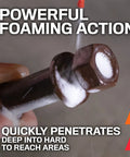 Close-up of foaming action on a bolt using Penetrating Oil For Rust And Moisture Removal Lubricates Stubborn Fasteners And Hinges No Drip Foaming Action