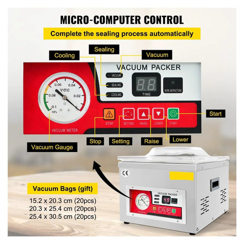 Control panel view of Commercial Chamber Vacuum Sealer That Locks Down Freshness And Keeps Your Kitchen Vibes On Point With A Smooth 180 Watt Pump