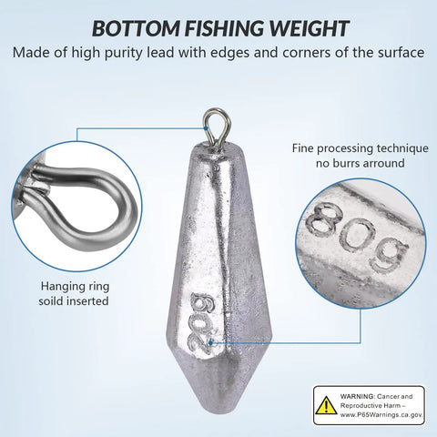 Drop Shot Fishing Weights Kit For Bass Heads Raindrop Shaped Lead Sinker Set Fast Sinking Corrosion Resistant For Freshwater And Saltwater Fishing Gear.