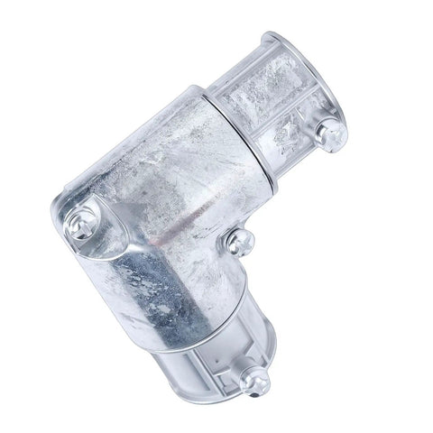 Heavy Duty 3/4 Inch Emt Conduit Fitting Inside Corner Pull Elbow 90 Degree Bend shown at an angle to highlight details.