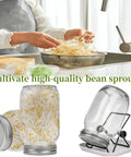 DIY Sprouting Kit For Home Garden With 2 Wide Mouth Quart Mason Jars, Stainless Steel Screen Sprout Lids, Stand, Canning Brush