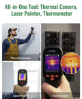 Person using Thermal Imaging Camera With Visual Sensor And Laser Pointer, Dual IR And Visible Cams, Fusion, Thermal And Visual Modes.