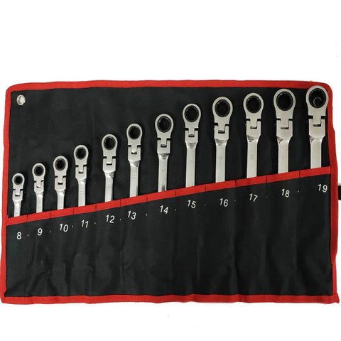 Heavy Duty Spanner Set With Ratchet Wrenches 12 Piece Universal Car Repair Tools Kit Anti Rust Chrome Plated Finish