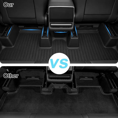 Comparison of Tesla Model Y Juniper All Weather Floor Mats And Cargo Liners 9 Piece CabinProtect Pro Kit with another brand