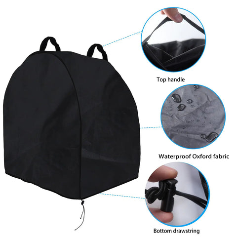 Kick Ass Miter Saw Cover Crafted From Thick Waterproof Oxford Cloth Featuring A Snug Drawstring Hem And Easy Grip Handles for protection with top handle.