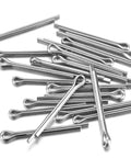 Beefy Stainless Steel Cotter Pins Assortment Kit 450 Pieces Split Pins Clip Fasteners For Trailer Hitch Lawn Mower Automotive And Outdoor Projects Durable Quick Hold For Repairs in scattered arrangement highlighting metallic finish