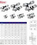 Stainless Steel 304 Hidden Hinge With Silent Close For Doors, Concealed Mount Folding Door Hardware, multiple sizes and specs chart