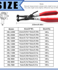 Size chart and pliers from 121Pcs 12 Sizes 7mm To 22mm Spring Band Hose Clamps Kit With Vacuum Fuel Silicone Pipe Clips