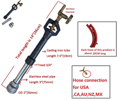 Double Propane Forge Burner Set With Gas Hose And Regulator For Blacksmith Knife Making, Pro Grade High Pressure Cast Iron Burner Head