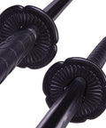 Close-up of black handle and guard on Dope Training Katana Sword For Martial Arts Practice, blunt polypropylene samurai sword