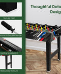 Close-up of non-slip feet and ergonomic handle on the 49 Inch 4 In 1 Combo Game Table Featuring Fast Swap Foosball Slide Hockey Ping Pong And Pool Tops.