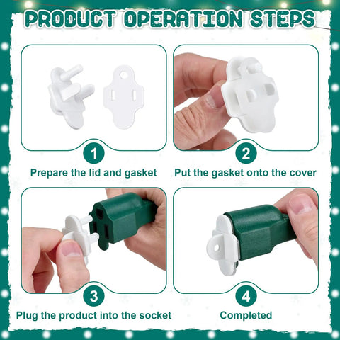 Weatherproof Gasket And Plug Cover Kit operation steps for indoor outdoor outlets, showing 20-piece set assembly.