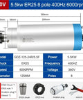 No Nonsense Heavy Duty Cnc Milling Machine Spindle Motor 5.5Kw 380V Water Cooled Rig With Er25 Er32 Mounts For Precision Metal Engraving Delivering Rock Solid 6000 Rpm Output Daily, showing specifications chart.