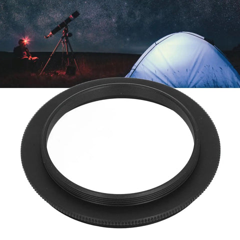 M56X0.75mm to M48X0.75mm aluminum adapter ring for telescopes, shown with night sky backdrop, ideal for astronomy enthusiasts
