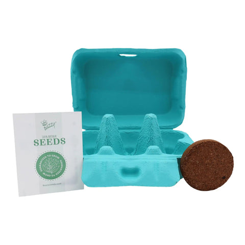 Two Pack Indoor Flower Grow Kit With Colorful Egg Cartons, Sunflower And Daisy Seeds, Eco Friendly Growing Medium visible with contents