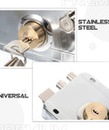 Close-up of key entry and mechanism of Premium Interior Door Deadbolt Lock Set in Stainless Steel Finish Heavy Duty Bedroom Door Security Kit.