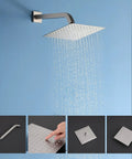 Brushed Nickel Bathtub And Shower Faucet Set with 10 Inch Rain Shower Head and Waterfall Tub Faucet Powerful Water Pressure Easy Install