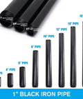 "1x2 Black Painted Iron Pipe Nipple Set, 10 Pack, Threaded Black Iron Pipes For DIY Furniture And Shelving, Industrial Decor"
