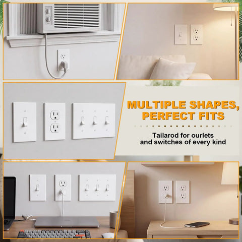 46 Pack Outlet and Wall Plates Insulation Sealer Set for Weatherproofing and Energy Saving displayed in room settings