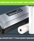 Precision Vacuum Sealer Machine For Food Freshness Pro Grade 8 In 1 Presets with bag rolls and gasket replacement