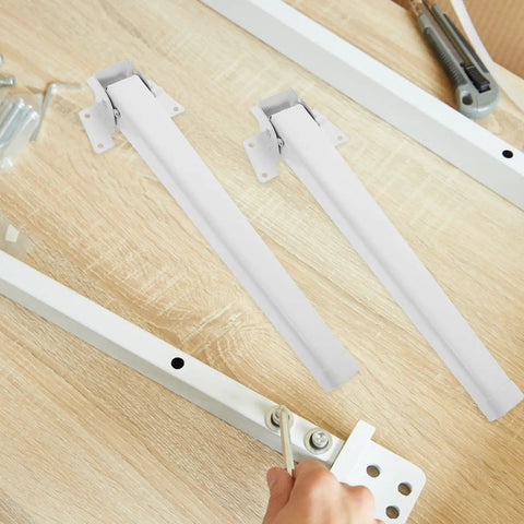 Four Piece Replacement Table Legs For Window Sill And Coffee Tables, foldable white plastic legs being installed with tools