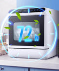 Slick Portable Countertop Dishwasher Fully Automatic Mini Appliance with rapid dry cycle showing 72-hour timer on display.