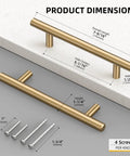 35 Pack 5 Inch Champagne Bronze Cabinet Pulls T Bar Handles Solid Stainless Steel Vintage Kitchen Drawer Knobs dimensions with screws.