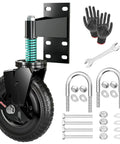8 Inch Gate Wheel With Brake Heavy Duty Caster For Metal And Wood Fences 600Lb Capacity 360 Degree Rotation Spring Loaded Kit
