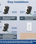 Installation guide for Premium 50 Pack 20 Amp Gfci Outlets Self Test Gfi Receptacles Wr Weather Resistant, showing wiring steps.