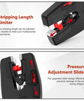 Automatic Wire Stripper With Cutter 2 In 1 Self Adjusting Electrical Stripping Tool with length limiter and pressure slider for 7-32 AWG.