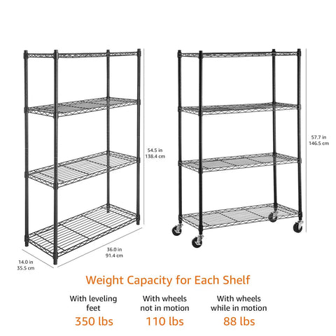 Heavy Duty Garage Shelving Unit With Rolling Casters Four Shelf Metal Wire Rack And Adjustable Steel Organizer Straight Up Tool Storage Hero Rock Solid Shop Essential For The Hustle Black