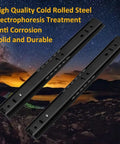 Top Shelf Heavy Duty Black Drawer Slides Pair Full Extension Smooth Glide Runners For Filing Cabinets And Workstations Built Tough Quick Install side view with mountains and stars.