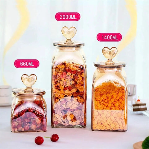 Top Shelf Durable Borosilicate Glass Jar Slick Amber Tint Secure Flip Lid Seal 2000ML 1400ML 660ML for spices and dried fruit