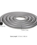 Kickass Stainless Steel Flexible Metal Conduit For Wire Protection 1 Inch X 9.8 Feet coiled, showcasing smooth, rugged design.