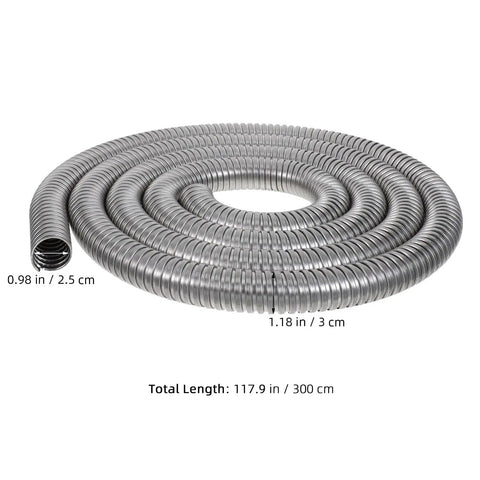 Kickass Stainless Steel Flexible Metal Conduit For Wire Protection 1 Inch X 9.8 Feet coiled, showcasing smooth, rugged design.