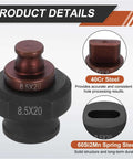 Hydraulic Hole Punch Die Set For Electric Punching Machine MHP-20 JP-20, 8.5x20mm, 40Cr steel, detail view