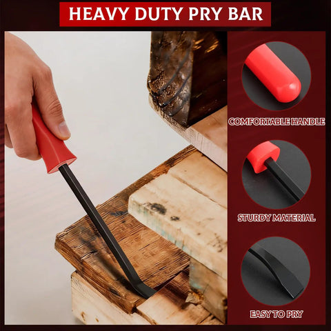12 Piece Nail Puller And Trim Removal Tool Kit Including End Cutting Pliers Baseboard Tool Cat's Paw Nail Puller Car Clip Remover Tools Pry Bar Staple Remover Tool Carpet Cutter And Hook Tools For DIY Auto And Home Repair red-handled pry bar removing trim