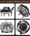 Front Wheel Bearing And Hub Assembly For 2018 2019 2020 Ford F150 Expedition And Lincoln Navigator RWD 6 Lug Low Runout ABS Sensor Compatible 2WD Premium Quality Tested shown in multiple angles
