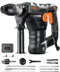 Heavy Duty SDS Plus Rotary Hammer Drill 1-1/4 Inch, 12.5 Amp, 4350 BPM, 900 RPM, 4 Modes with accessories
