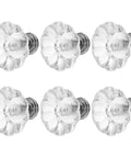 Hella Bright Acrylic Drawer Knobs 6 Pack Single Hole Cabinet Pulls, clear flower-style knobs for drawer upgrades.