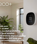 Energy Star Certified Programmable WiFi Thermostat That Works With Siri, Alexa And Google Assistant on wall in living room