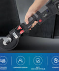 Heavy Duty Electric Hydraulic Wire Crimper With Twelve Pairs Dies And Portable Design For 16 To 400mm2 Cables Featuring Quick Crimping Action and Rotary Head held in hand.