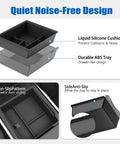 Double Layer Center Console Organizer For Tesla Model Y 2025 2026 And Model 3 2024 2026, features silicone cushion and ABS tray