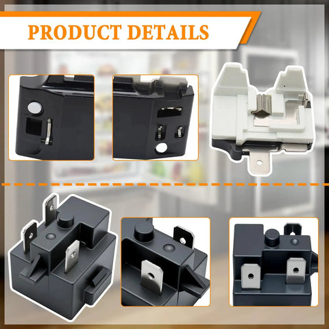 Close-up of Refrigerator Freezer PTC Start Relay And Overload Protector Kit Replacement For QPE2 A4R7MD3 components