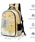 Vintage Botanical State Flower Map Backpack For Everyday Carry, Unisex Large Capacity Daypack, side view with measurements