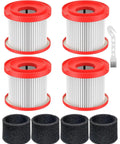 4 Pack 49-90-1900 HEPA Vacuum Filter Replacements For M18 And M12 Cordless Wet Dry Vacuums with Foam Sleeves and Cleaning Brush