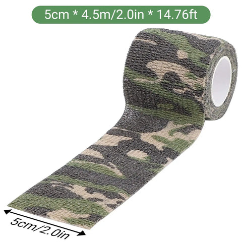 Camouflage Grip Tape 4 Roll Pack Self Adhesive Protective Fabric Tape For Outdoor Gear And Sports Equipment, 5cm x 4.5m